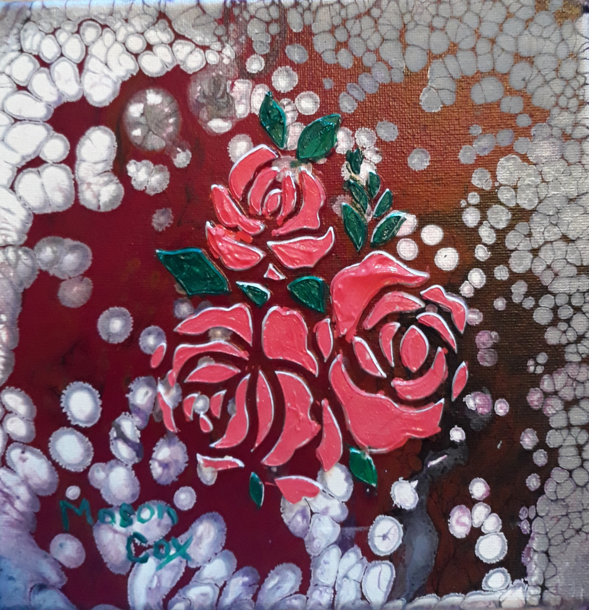 Click here to view Pink Rose's and white bubbles by Mason Cox
